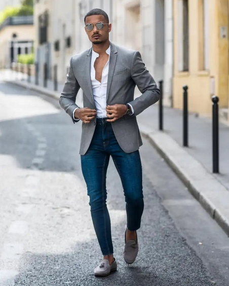 11 Impressive Ideas To Wear Grey Blazer Combination For Men