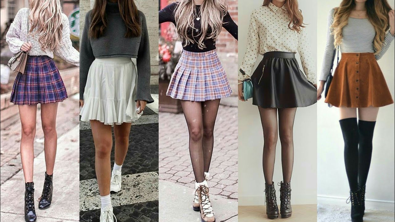 Dark Green Mini Skirt with Black Tights Outfits (4 ideas & outfits